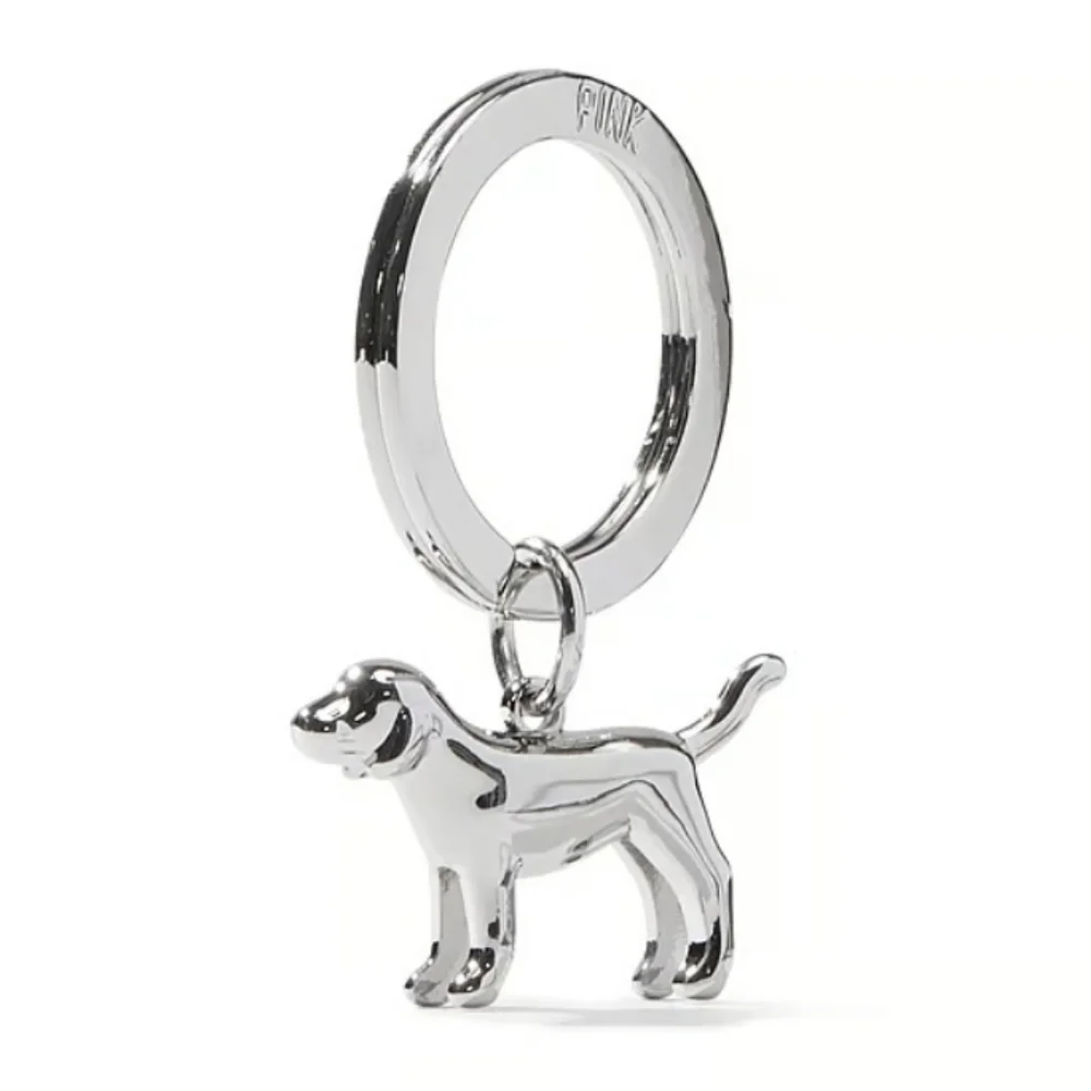 Victoria's Secret PINK Silver Metal Dog Keychain Keyring‎